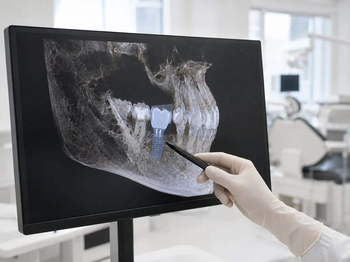 Implantat-Beratung mit 3D-Röntgenbild in der Praxis zahnpunkt Neustadt